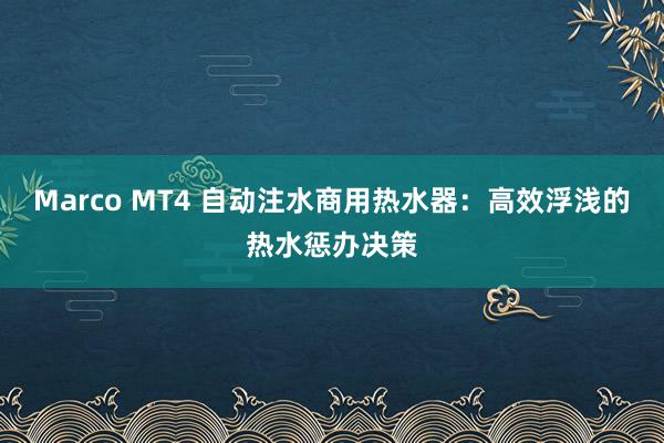 Marco MT4 自动注水商用热水器：高效浮浅的热水惩办决策