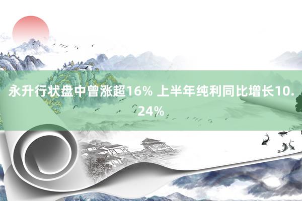 永升行状盘中曾涨超16% 上半年纯利同比增长10.24%