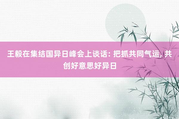 王毅在集结国异日峰会上谈话: 把抓共同气运, 共创好意思好异日