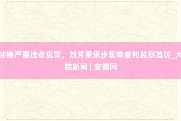 涉嫌严重违章犯警，刘芳秉承步骤审查和监察造访_大皖新闻 | 安徽网